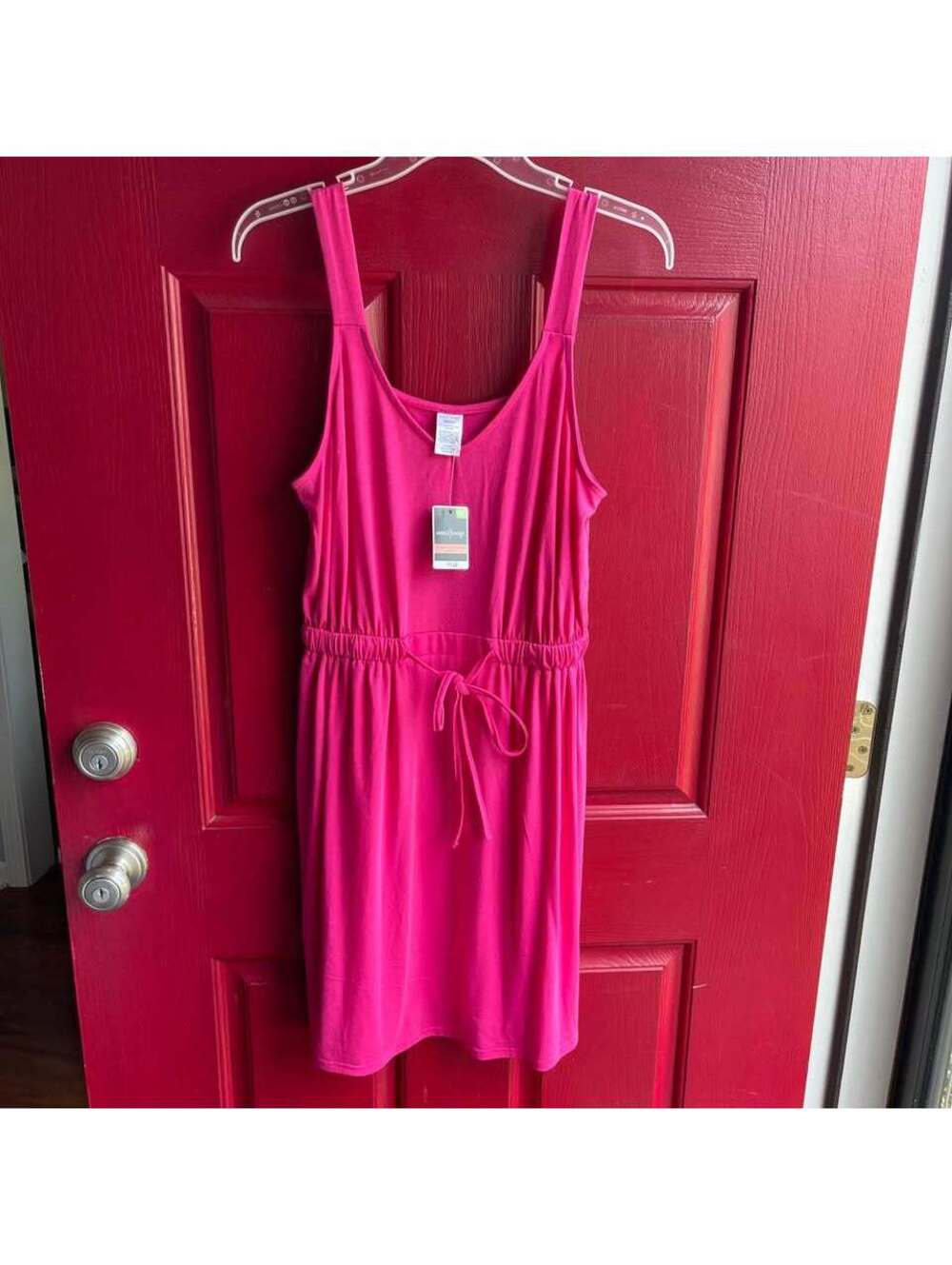 NWT West Loop Women's Pink Drawstring Waist Sleeveless Summer Dress Medium NEW